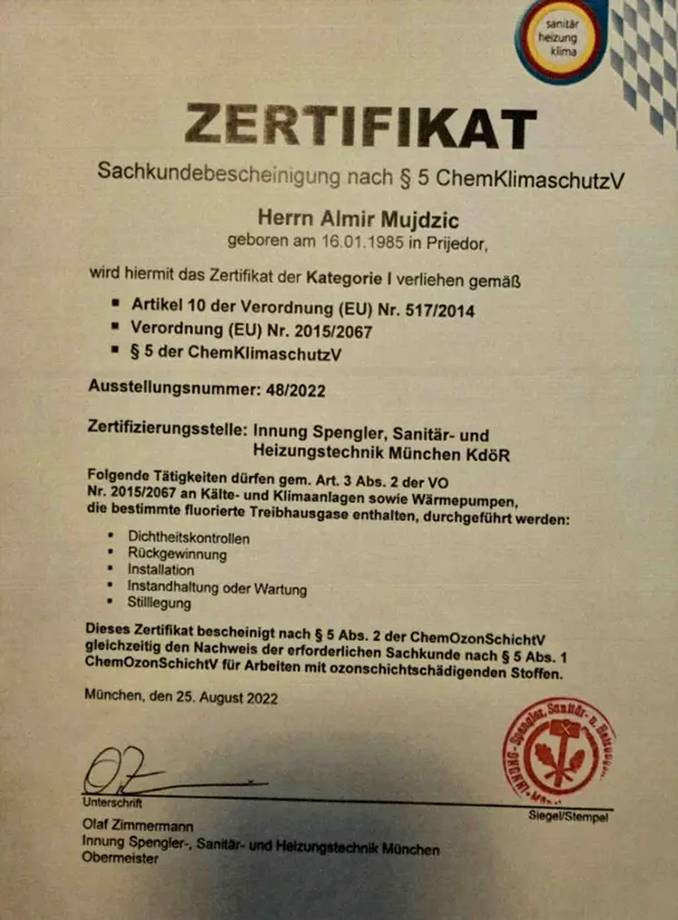 Zertifikat 16 von Heinz Kiesel und Söhne